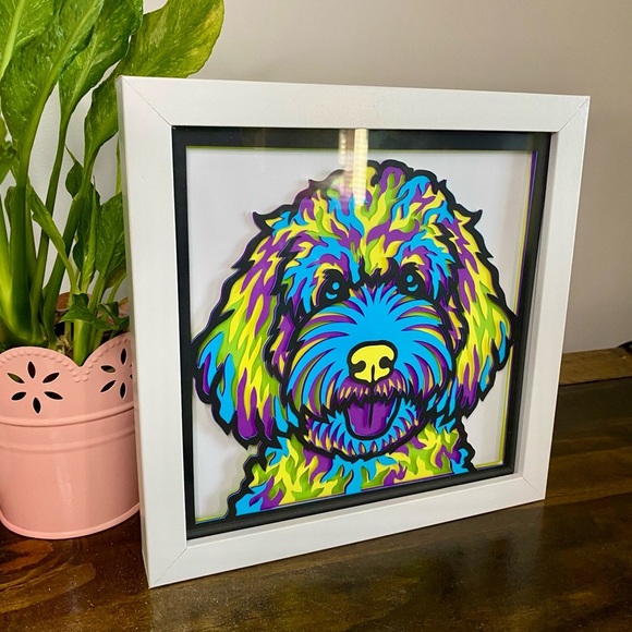 3D Labradoodle Multicolor Shadowbox - Picture 3 of 9